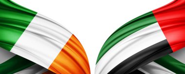 İrlanda ve Birleşik Arap Emirlikleri ipek-3D resim bayrağı