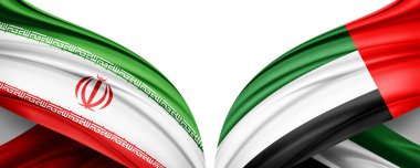 İran ve Birleşik Arap Emirlikleri ipek-3D resim bayrağı