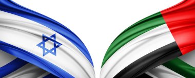 İsrail ve Birleşik Arap Emirlikleri İpek-3D illüstrasyon bayrağı