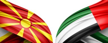 Makedonya ve Birleşik Arap Emirlikleri ipek-3D illüstrasyon bayrağı