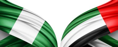 Nijerya ve Birleşik Arap Emirlikleri İpek-3D illüstrasyon bayrağı