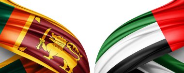 Sri Lanka ve Birleşik Arap Emirlikleri ipek-3D illüstrasyon bayrağı