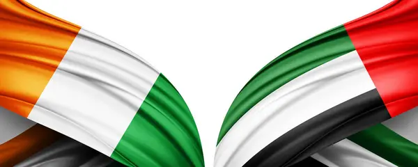 stock image ivory coast and united arab emirates flag of silk-3D illustration