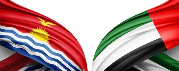 stock image Kiribati and united arab emirates flag of silk-3D illustration