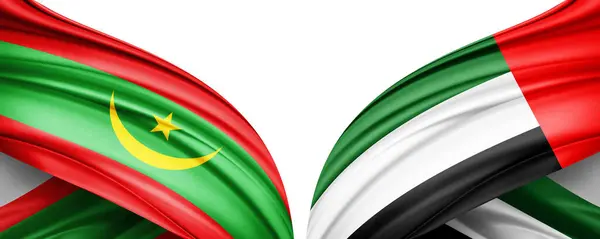 stock image Mauritania and united arab emirates flag of silk-3D illustration