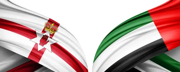 stock image Northern Ireland and united arab emirates flag of silk-3D illustration