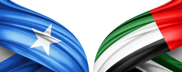 Stock image Somalia and united arab emirates flag of silk-3D illustration