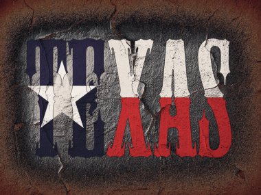 metin ve duvar arkaplan-3D illüstrasyonlu grunge Texas bayrağı