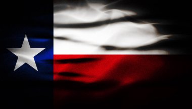 İpek ve siyah arkaplanlı grunge Teksas bayrağı - 3D illüstrasyon