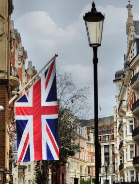 İngiltere 'nin Londra kenti, Birleşik Krallık-3D illüstrasyon bayrağıyla