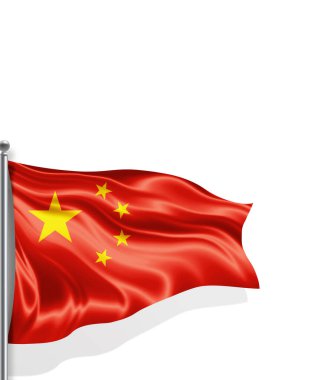 Çin bayrağı, beyaz arka planda izole