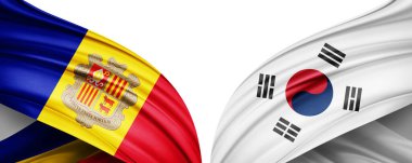 Andorra ve ipek-3D resimli Güney Kore bayrağı