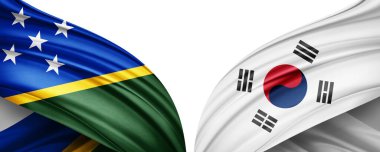 Solomon Adaları ve İpek-3D resimli Güney Kore bayrağı