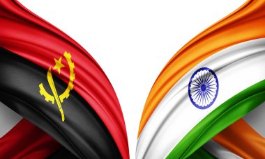  Angola bayrağı ve ipek 3D resimli Hindistan bayrağı