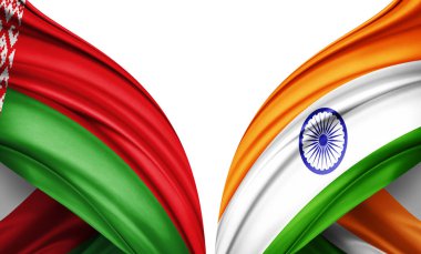 Beyaz Rusya bayrağı ve ipekten yapılmış Hindistan bayrağı.