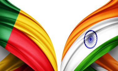 Benin bayrağı ve ipek 3D resimli Hindistan bayrağı