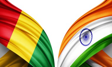 Gine bayrağı ve ipek 3D resimli Hindistan bayrağı.