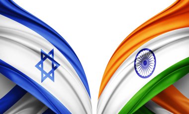 İsrail bayrağı ve ipek 3D resimli Hindistan bayrağı