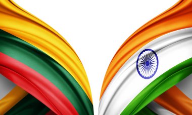 Litvanya bayrağı ve ipek 3D resimli Hindistan bayrağı