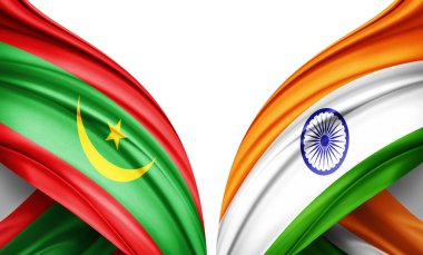  Moritanya bayrağı ve ipek 3D resimli Hindistan bayrağı