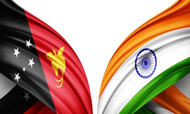 Yeni Gine bayrağı ve ipek 3D resimli Hindistan bayrağı.