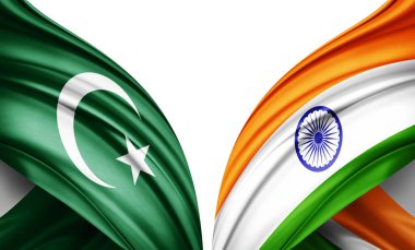 Yıldız ve Hilal bayrağı, İslami din sembolü ve ipek-3D resimli Hindistan bayrağı