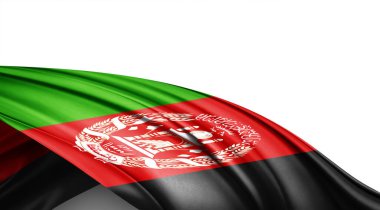 Beyaz arka planda Afganistan ipek bayrağı, 3 boyutlu illüstrasyon