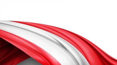 Beyaz arkaplanda Avusturya ipek bayrağı, 3D illüstrasyon