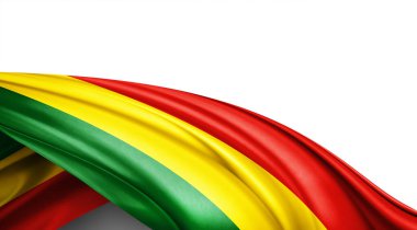 Beyaz arkaplanda ipeğin Bolivya bayrağı, 3 boyutlu illüstrasyon