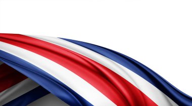 Beyaz arkaplanda Kosta Rika ipek bayrağı, 3 boyutlu illüstrasyon