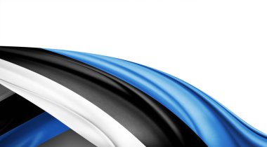 Beyaz arkaplanda ipek bayrağı, 3D illüstrasyon