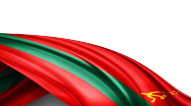Beyaz arkaplanda ipek Transnistria bayrağı, 3 boyutlu illüstrasyon