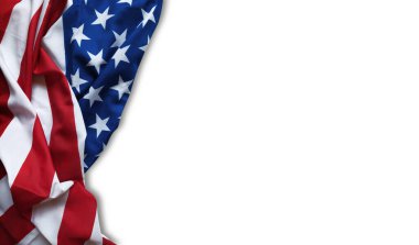 Beyaz arka planda dalgalanan Amerikan bayrağı
