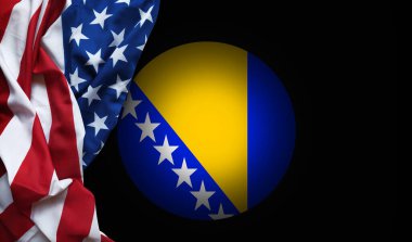 Bosna-Hersek Amerikan bayrağını sallamaya yakın basit bir amblem