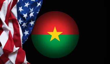 Burkina amblemi ve Amerikan bayrağı kombinasyonunun temel sunumu