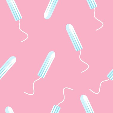 Pembe arka planda izole edilmiş beyaz adet tamponunun vektörsüz deseni
