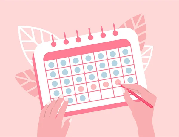 Calendario Control Menstrual Planificación Del Embarazo Ilustración Vectorial Plana Las — Archivo Imágenes Vectoriales