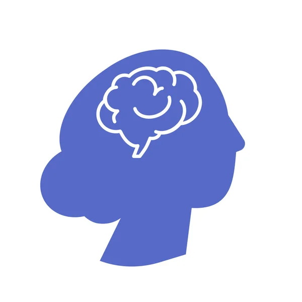 Female Psychology Concept Female Head Silhouette Brain Illustration Mental Health — Stock Vector