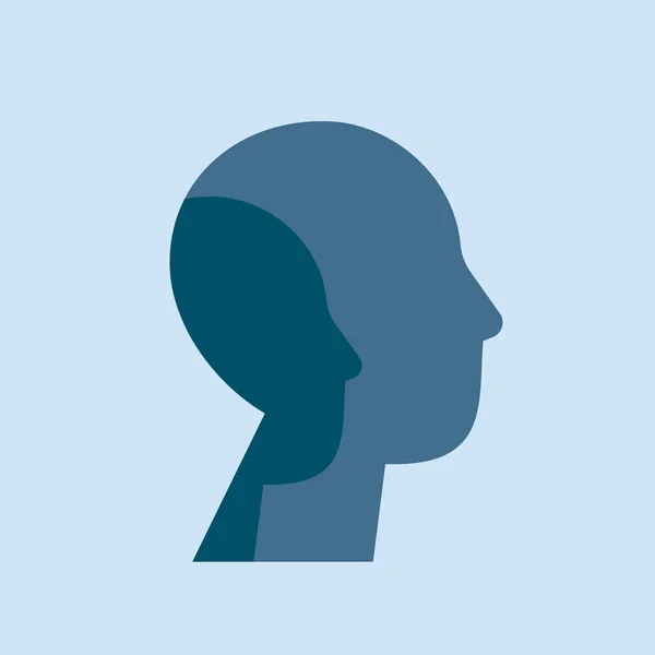 人格障害の概念の心理学 青い背景に2つの顔を持つ男性のシルエット 隠されたナルシシズム — ストックベクタ