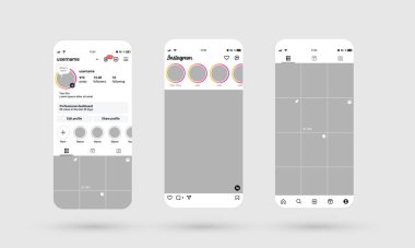 Model sosyal medya şablonu, yeni güncelleme Instagram kullanıcı sayfası, sayfa maketleri
