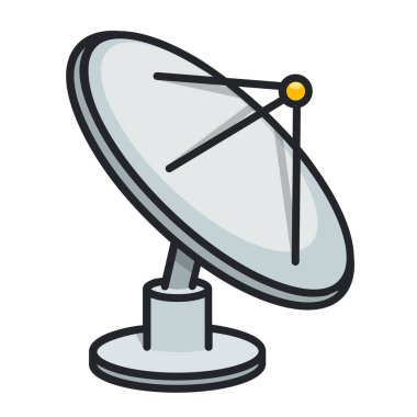 Beyaz arkaplanda çanak anteni çizimi