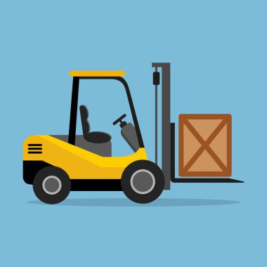 Forklift görüntüsü mavi arkaplanda izole edildi
