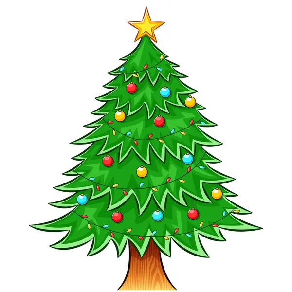 白い背景にクリスマスツリーのイラスト ストックベクター