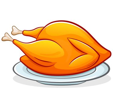 İzole edilmiş tavuk ya da hindi çizgi filmi.