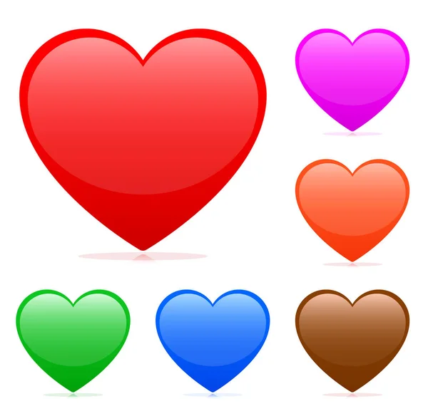 Illustration Heart Various Colors Icons Set — Stock Vector
