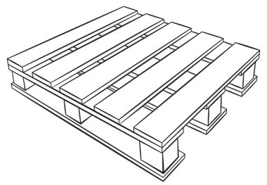 Ahşap palet siyah dış görünüş izole