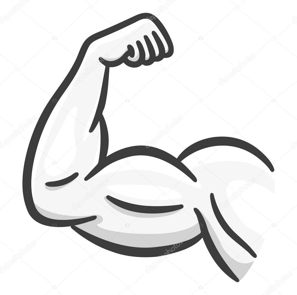 Illustration of muscular arm on white background