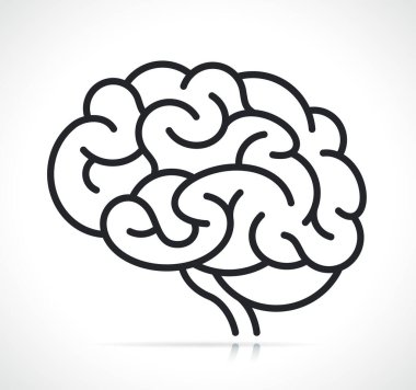 İnsan beyni siyah çizgi simgesinin gösterimi