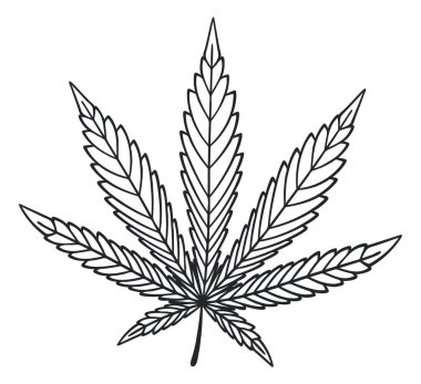 Esrar yaprağının resmi siyah ve beyaz