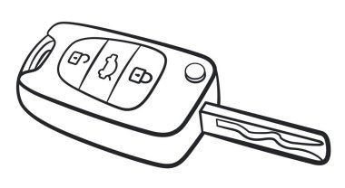 Araba anahtarı siyah çizim çizimi